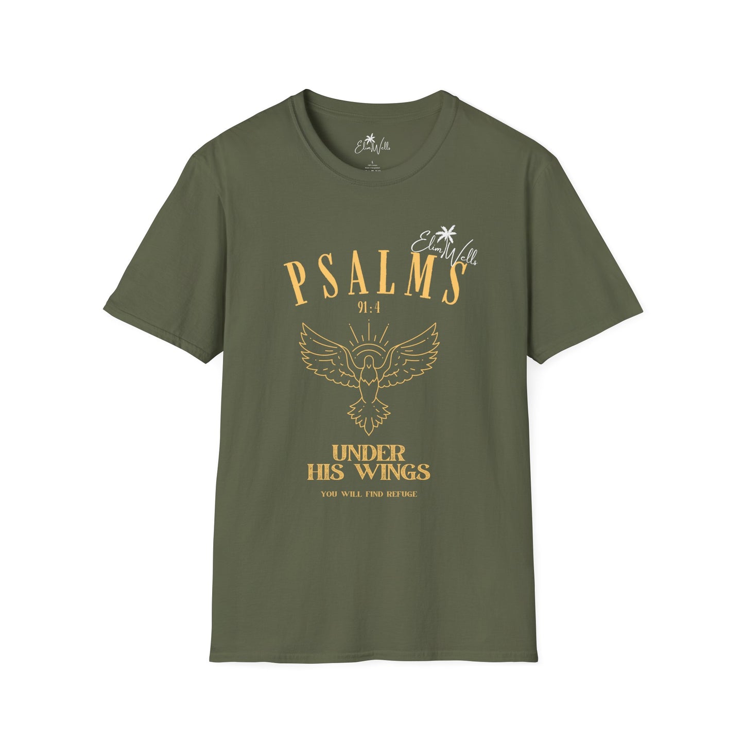 Psalms 91:4 Unisex Softstyle T-Shirt - Inspirational Faith Graphic Tee