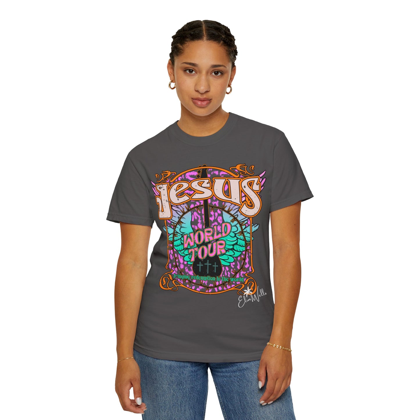 Jesus World Tour Unisex Garment-Dyed T-Shirt | Vintage Inspirational Tee