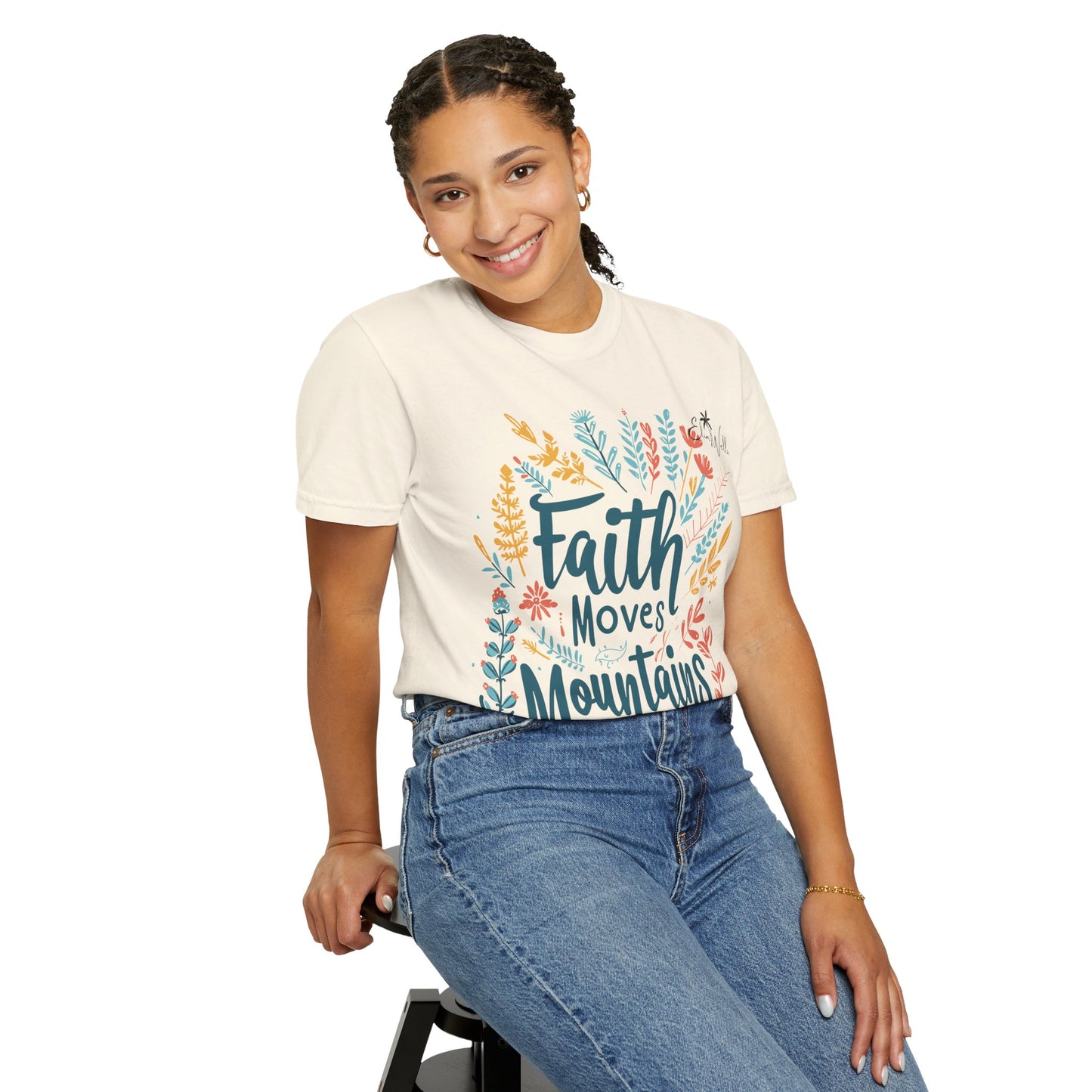 Faith Moves Mountains Unisex Garment-Dyed T-Shirt - Inspirational Nature Design