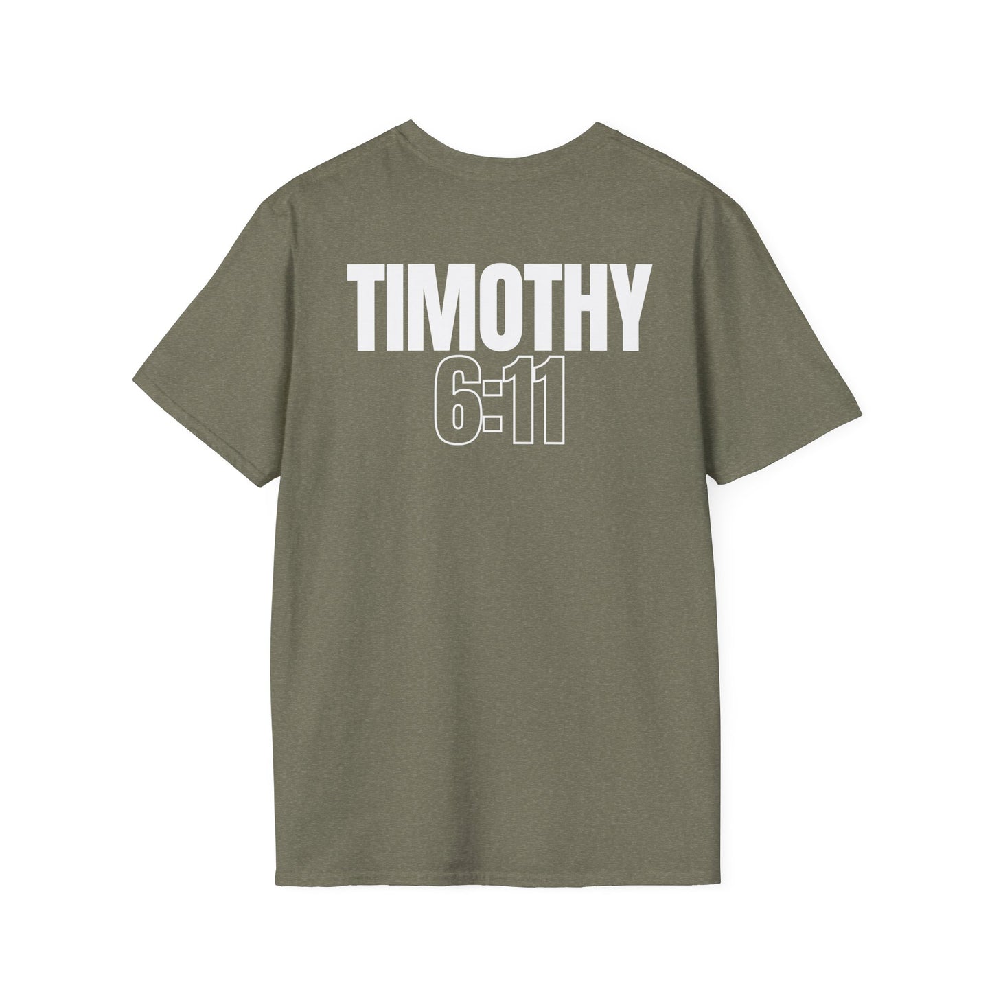 Inspirational Unisex Softstyle T-Shirt with Timothy 6:11 - Relaxed Fit, Perfect for Faith-Based Apparel