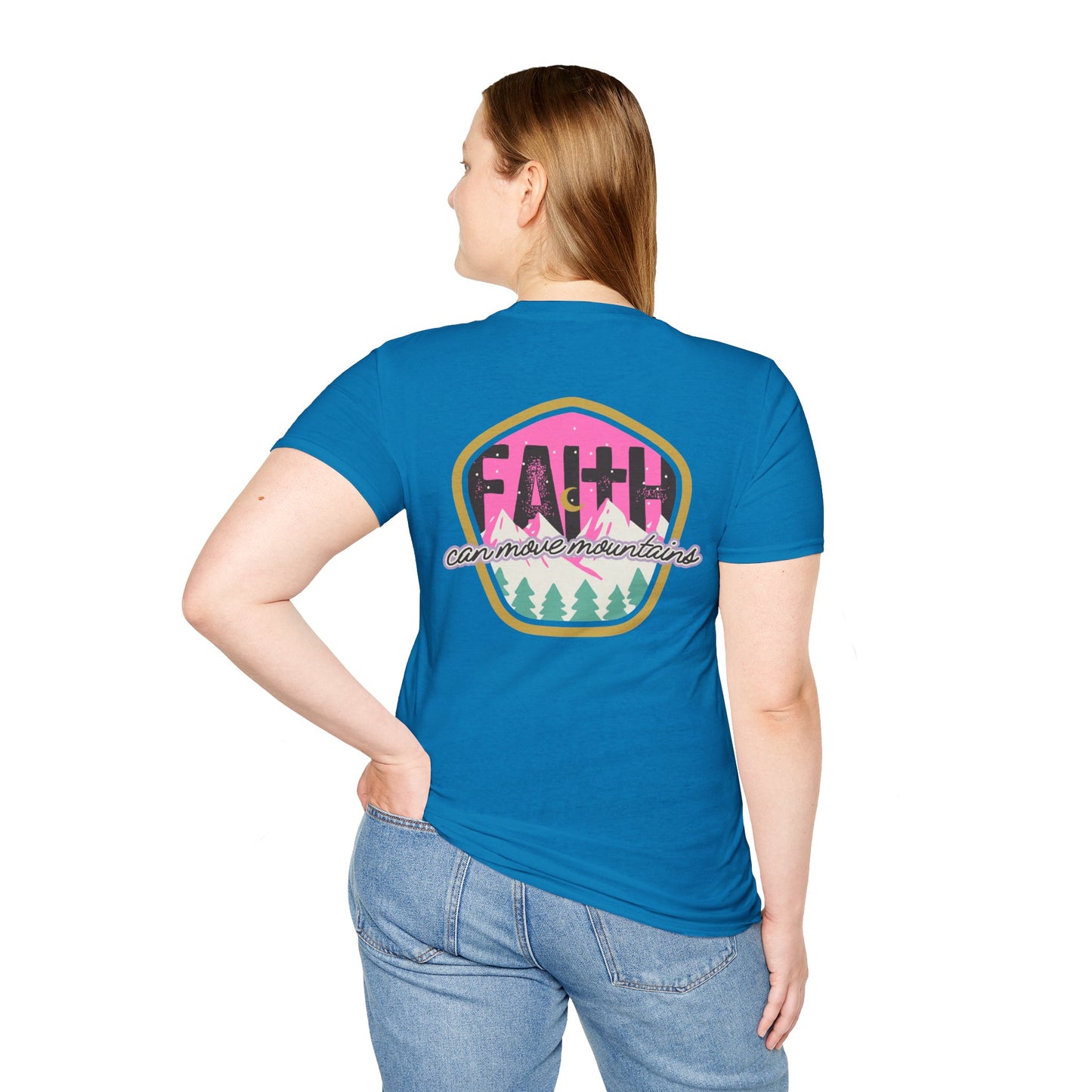 Faith Can Move Mountains Unisex Softstyle T-Shirt - Inspirational Adventure Tee