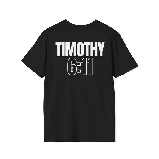 Inspirational Unisex Softstyle T-Shirt with Timothy 6:11 - Relaxed Fit, Perfect for Faith-Based Apparel