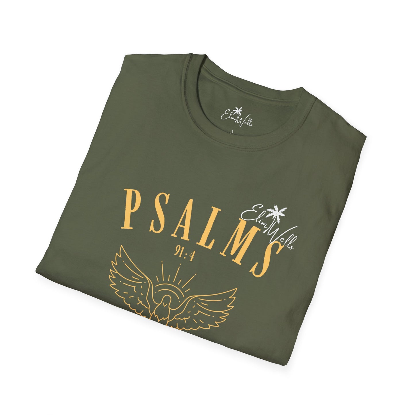 Psalms 91:4 Unisex Softstyle T-Shirt - Inspirational Faith Graphic Tee